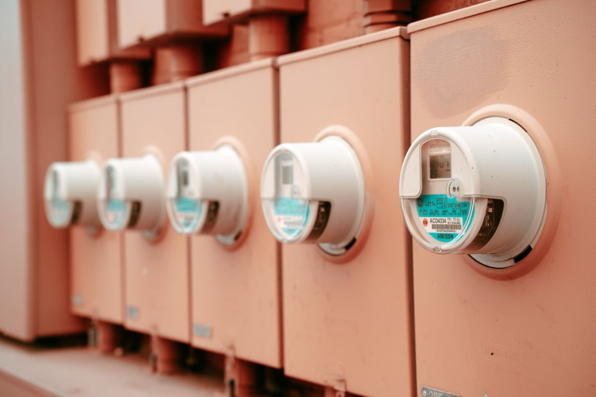 a row of electricity meters