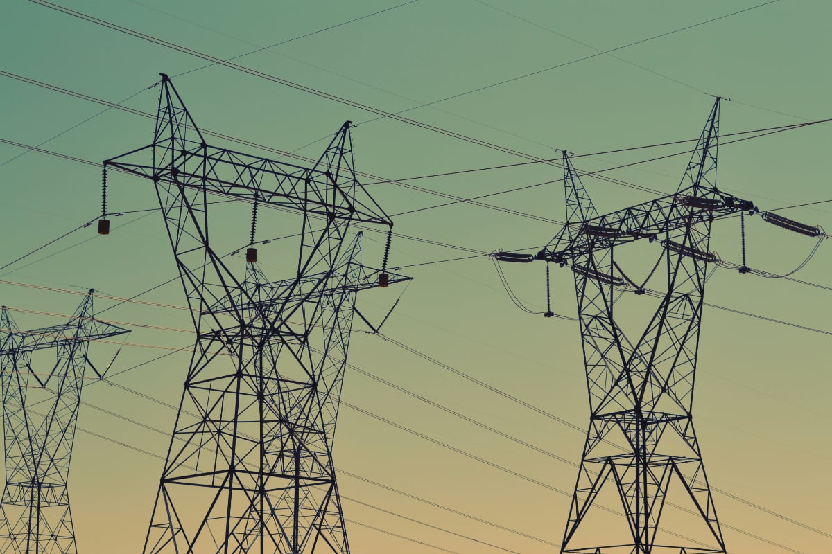 Power lines in the early morning light